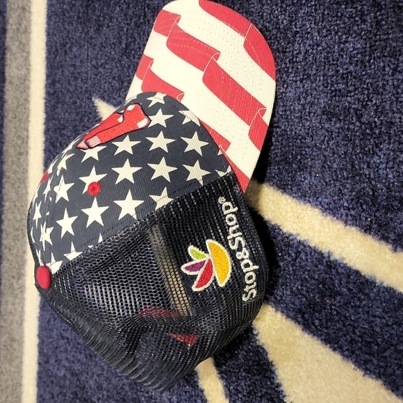Mens OS 47 Brand Boston Red Sox Stop And Shop Stars Stripes Flag Mesh Snap-Back. - Picture 4 of 4